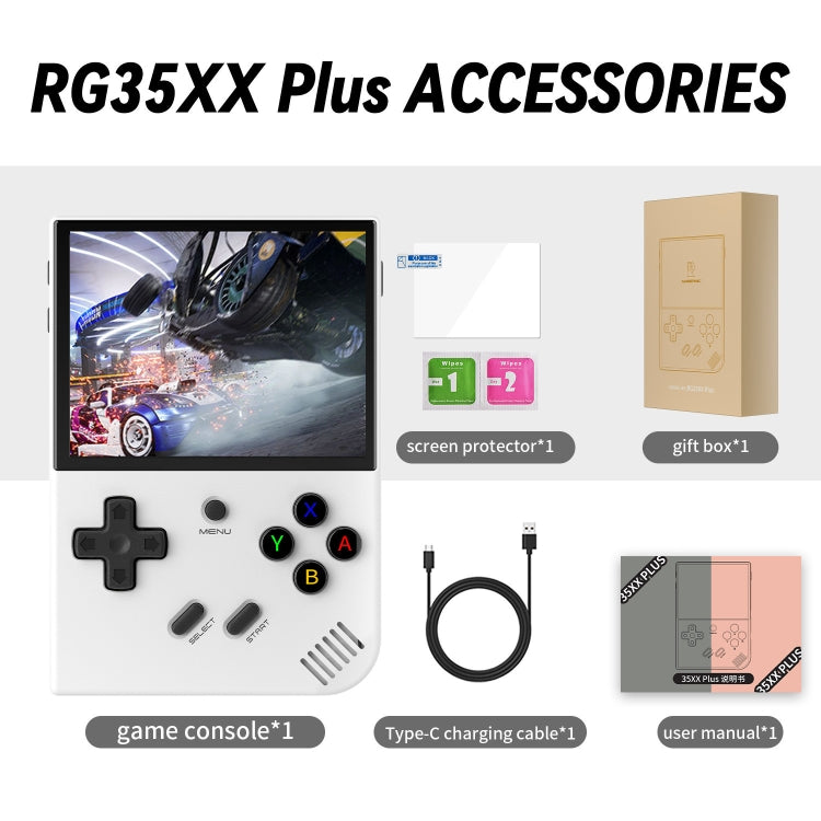 ANBERNIC RG35XX PLUS Handheld Game Console 3.5-Inch IPS Screen Support HDMI TV 64GB+128GB(White) - Pocket Console by ANBERNIC | Online Shopping UK | buy2fix