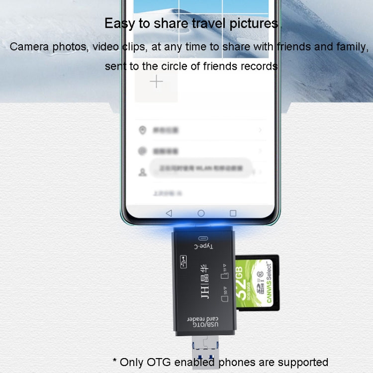 JINGHUA USB2.0 Multi-Function Card Reader SD/TF Dual Card Slot Cell Phone Computer Card Reader(Black) - by JINGHUA | Online Shopping UK | buy2fix