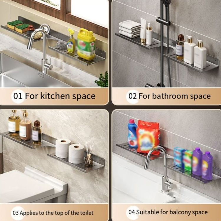 Faucet Rack Home Bathroom Vanity Shelf No Hole Storage Shelf, Length: 40cm (Gray) by buy2fix