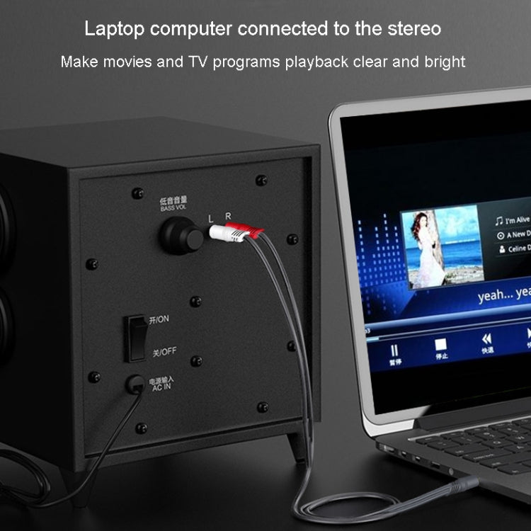 JINGHUA 3.5mm To 2RCA Audio Cable Game Console Outdoor Audio Connection Cable, Size: 10m(Grey) by JINGHUA