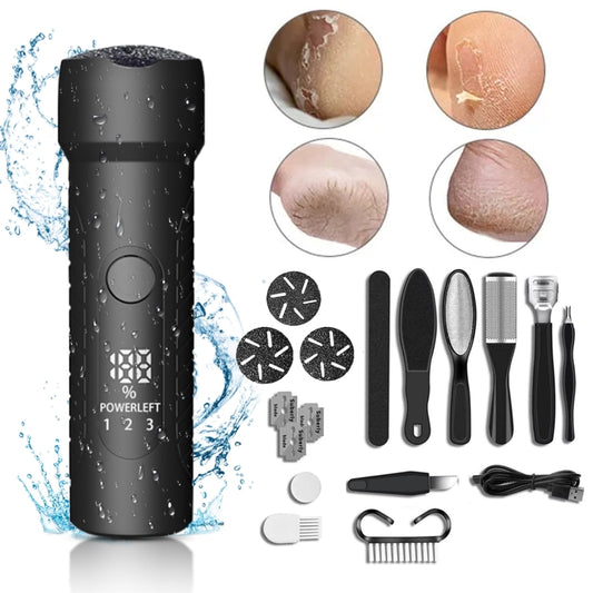 Electric Foot File Pedicure Kit Waterproof Feet Callus Remover, Spec: Kit 1 White by buy2fix
