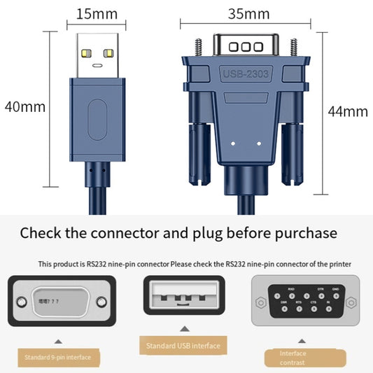 JINGHUA USB To RS232 Serial Cable DB9 Pin COM Port Computer Converter, Length: 1.2m by JINGHUA