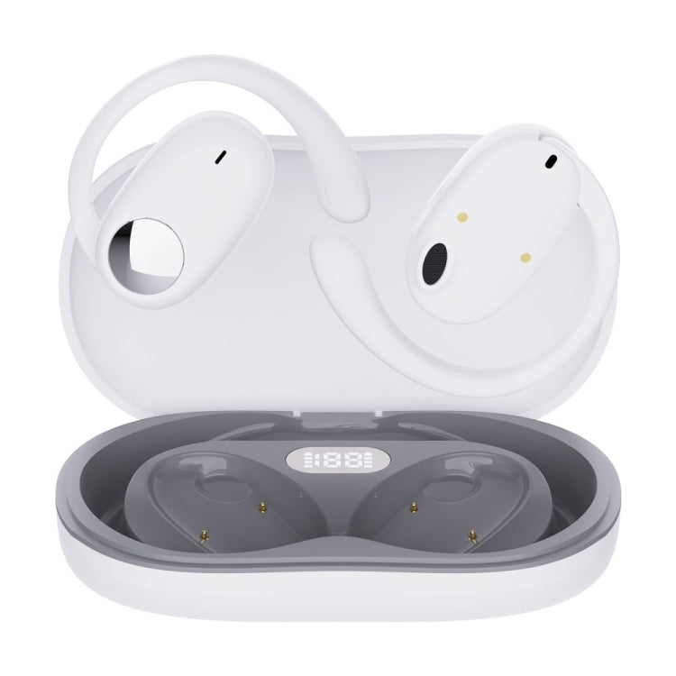 JS911 OWS Ear-mounted Dual-mic Call Noise Reduction LED Digital Display Bluetooth Earphones(White) - Bluetooth Earphone by buy2fix | Online Shopping UK | buy2fix