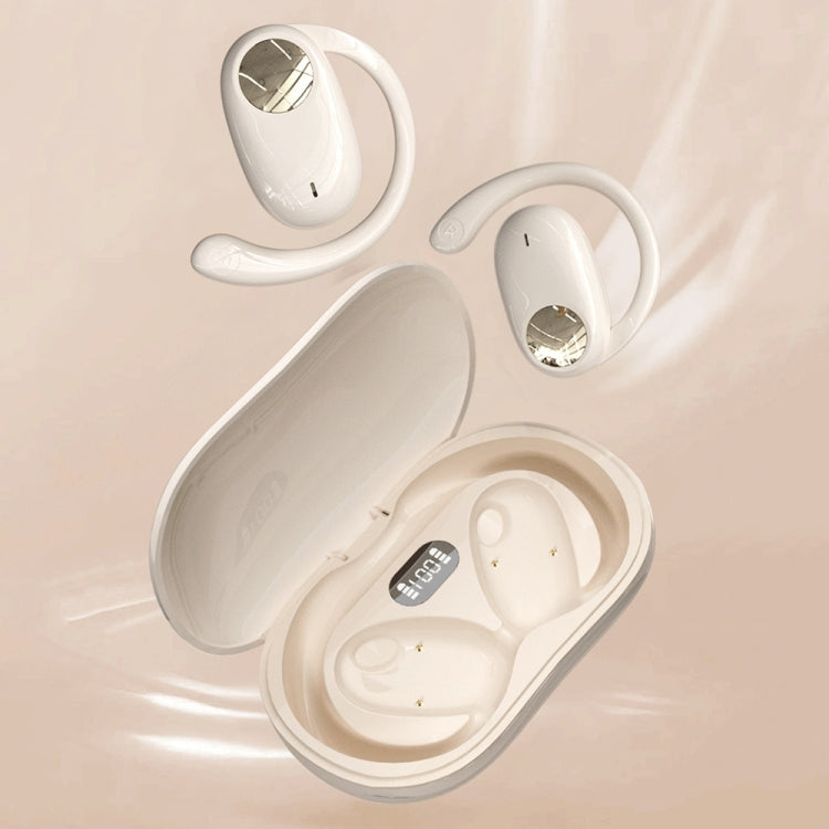 JS911 OWS Ear-mounted Dual-mic Call Noise Reduction LED Digital Display Bluetooth Earphones(White) - Bluetooth Earphone by buy2fix | Online Shopping UK | buy2fix