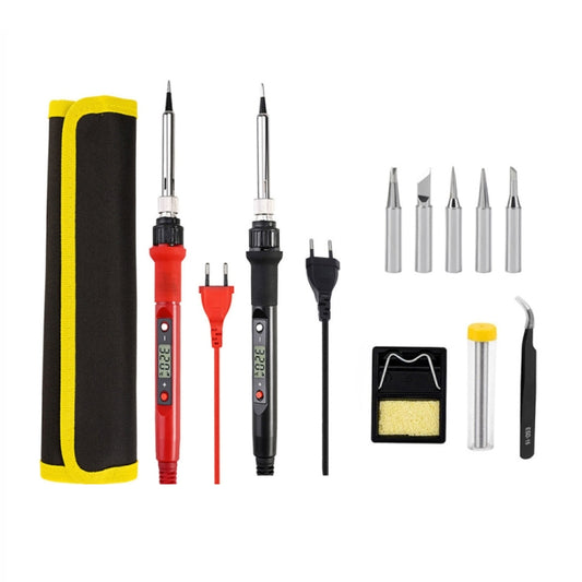 10pcs/ Set 80W Internal Heating Welding Digital Display Soldering Iron Temperature Adjustment Set, Model: Black EU Plug by buy2fix