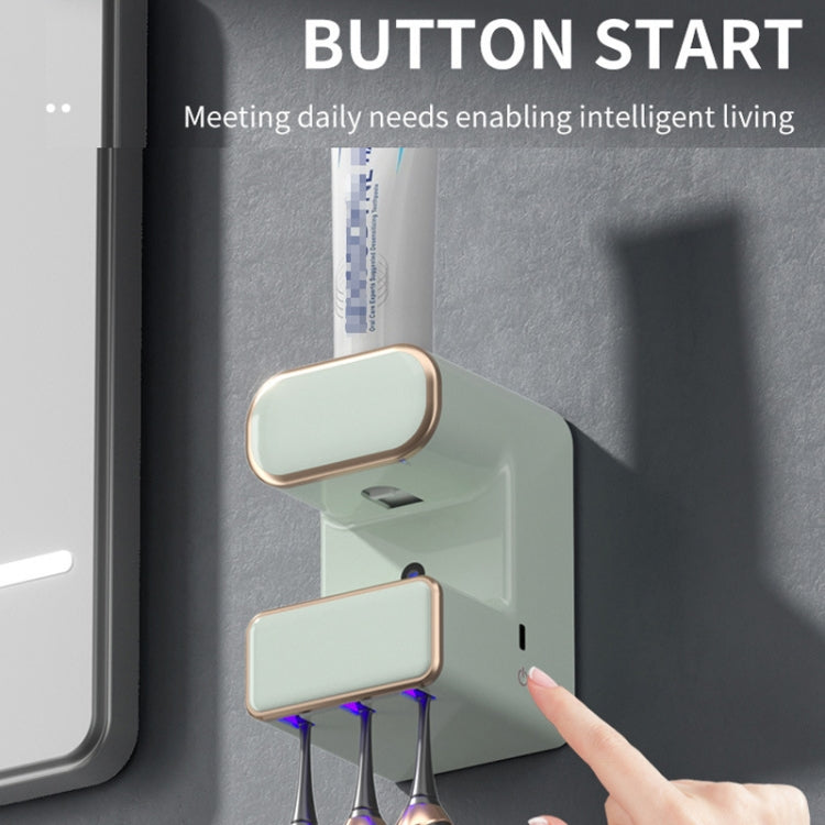 Smart Induction Toothpaste Squeezer Wall-mounted Toothbrush Holder With Sterilizing Beige - Toothpaste Squeezing Device by buy2fix | Online Shopping UK | buy2fix