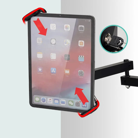 Tablet Wall Mount Holder Foldable Extendable Aluminum Alloy Mount With Anti Theft Security Lock - Lazy Bracket by buy2fix | Online Shopping UK | buy2fix