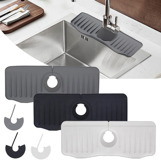 Bathroom Kitchen Silicone Faucet Anti-Splash Drain Mat, Color: White(37x14.7x2cm) by buy2fix