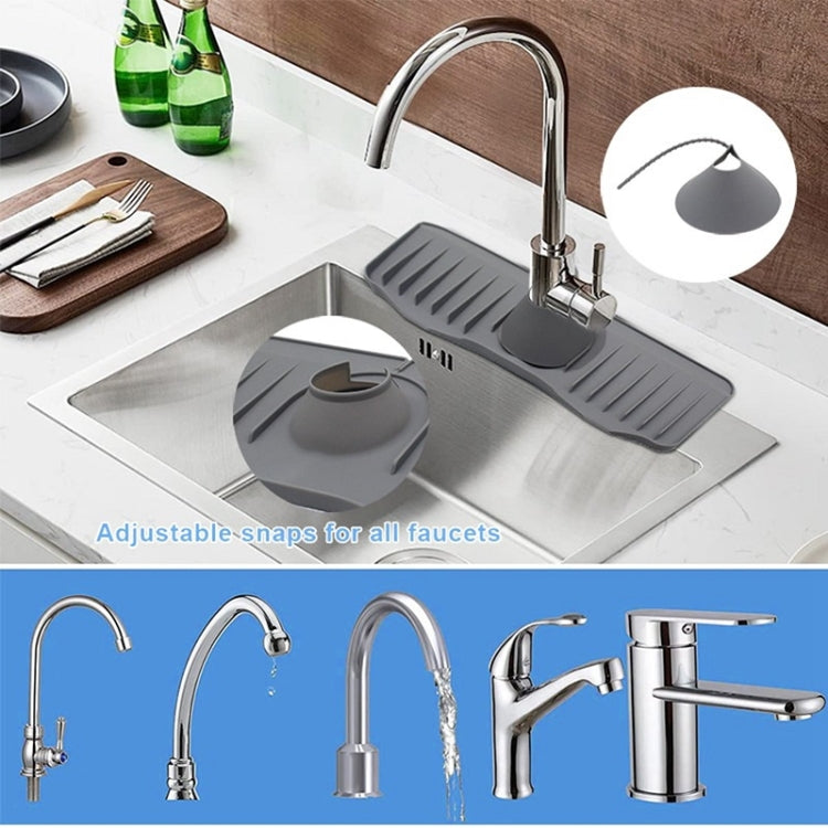 Bathroom Kitchen Silicone Faucet Anti-Splash Drain Mat, Color: Gray+Waterproof Edge(37x14.7x2cm) by buy2fix