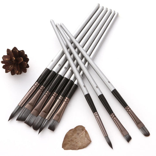 ZHU TING 24pcs /Set Nylon Bristle Paintbrush Set Painting Watercolor Brushes With Cloth Bag(Silver Gray Rod) by ZHU TING