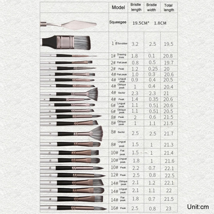 ZHU TING 24pcs /Set Nylon Bristle Paintbrush Set Painting Watercolor Brushes With Cloth Bag(Silver Gray Rod) by ZHU TING