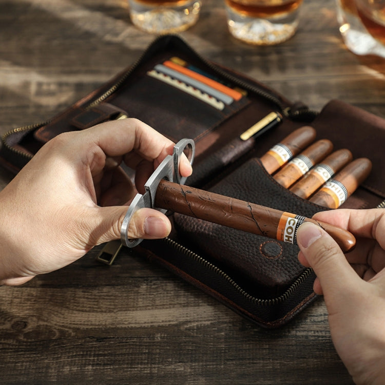 CONTACTS FAMILY CF5009 Genuine Leather Multifunctional Travel Convenient Cigar Box with Wrist Strap(Brown) by CONTACTS FAMILY