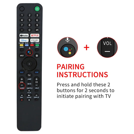 RMF-TX520U Bluetooth Voice Remote Control For Sony Smart TV KD-43X80J KD-43X85J(Black) by buy2fix