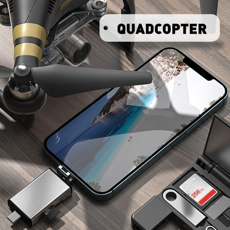 7 in 1 OTG SD Card Reader USB Type-C Adapter TF SD SIM PIN Storage Box(Silver) by buy2fix
