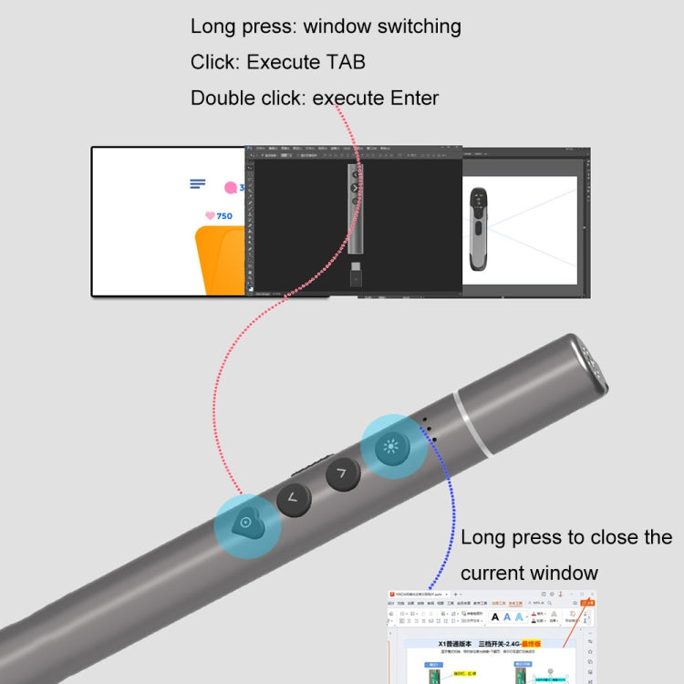 Conference Teaching Page Turning Pen Electronic Telescopic Pointer Laser Pointer PPT Wireless Presenter - by buy2fix | Online Shopping UK | buy2fix