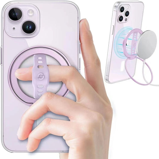 LiPUSEN LPS-201U Silicone Hand Clip Magsafe Cell Phone Holder With Magnetic Wireless Charger(Pink) by LiPUSEN