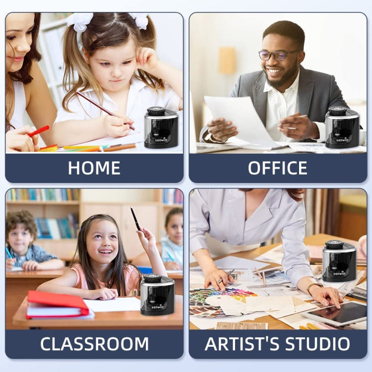 TENWIN Electrical Pencil Sharpener Student Stationery Semi-Automatic Sharpeners Battery Model(Blue) by TENWIN