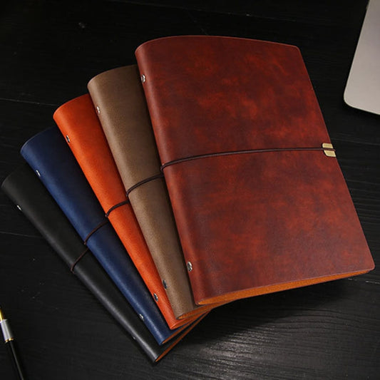 A6 Business Office Loose Leaf Notes Student Conference Diary Recording Notebooks(Red Brown) by buy2fix