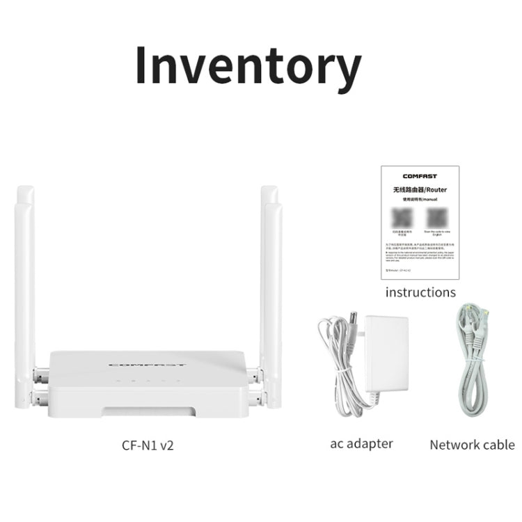 COMFAST CF-N1 V2 300Mbps WIFI4 Wireless Router With 1 Wan + 4 Lan RJ45 Ports,EU Plug by COMFAST