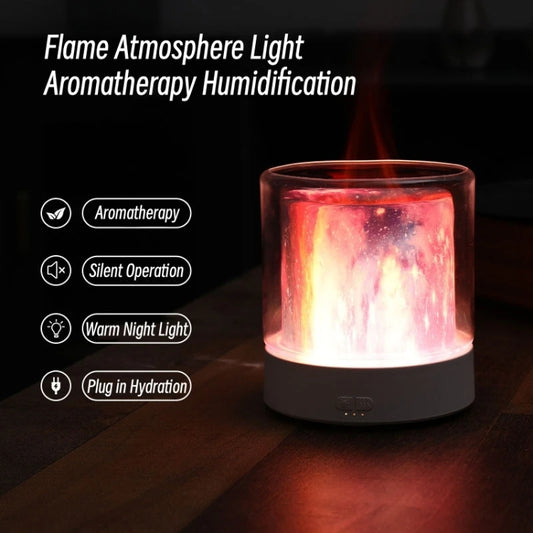 Colorful Light Flame Aromatherapy Humidifier Home Ambient Light Desktop Fragrance Diffuser(White) by buy2fix