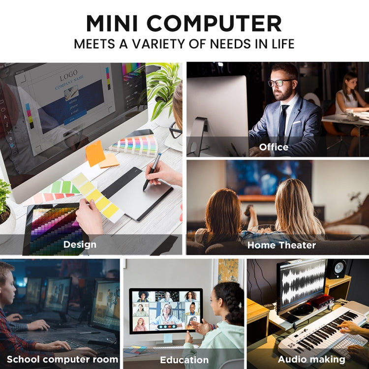 N100/DDR5 12th AlderLake-N100 Dual 4K60Hz Office And Home Mini PC, Spec: 12G+256G /EU Plug by buy2fix