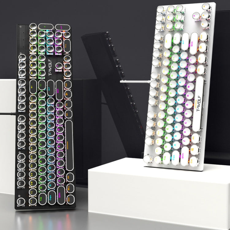 T-WOLF T75 104 Keys Adjustable RGB Light Computer Game Wired Mechanical Keyboard(Black) by T-WOLF