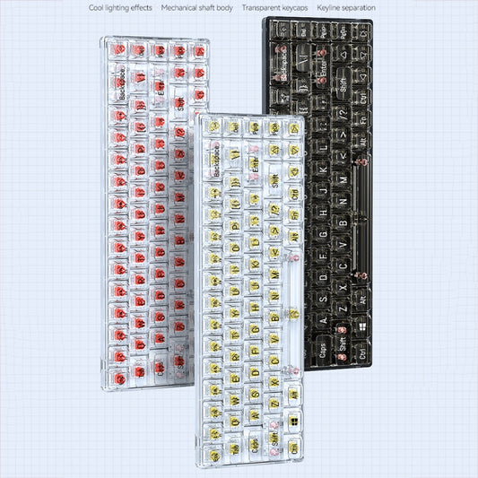 T-WOLF T40 68-Keys RGB Mixed Light Office Gaming Transparent Mechanical Keyboard(Red) by T-WOLF