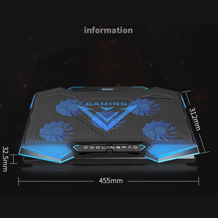 NUOXI 5 Fans Laptop Radiator Bracket Height Adjustable with Dual USB Ports(Black and Red) by NUOXI