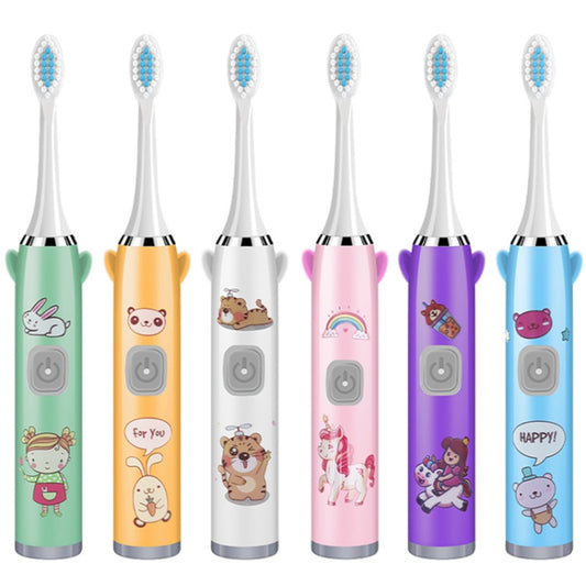 USB Charging Fully Automatic Ultrasonic Cartoon Children Electric Toothbrush, Color: Blue with 6 Heads by buy2fix