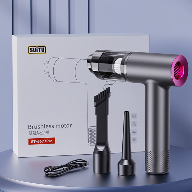 SUITU ST-6677 Car Household Small Handheld Brushless Blowing And Suction 2 In 1 Vacuum Cleaner(Green) by SUITU