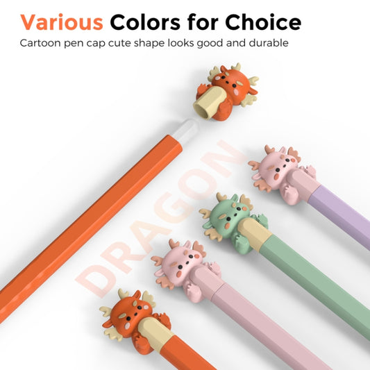 For Apple Pencil 2 AhaStyle Cartoon Dragon Pen Case Capacitive Stylus Silicone Cover(Orange) by AhaStyle