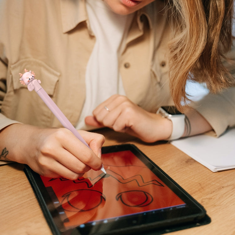 For Apple Pencil 2 AhaStyle Cartoon Dragon Pen Case Capacitive Stylus Silicone Cover(Pink) by AhaStyle