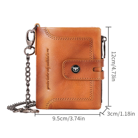 BULL CAPTAIN 088 RFID Anti-Theft Zipper Buckle Multi-Card Slot Cowhide Vertical Wallet(Black) by BULL CAPTAIN