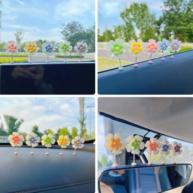 5pcs /Set Cute Cartoon Flower Car Shaking Ornament Car Dashboard Decoration, Style: Transparent Green Leaf by buy2fix
