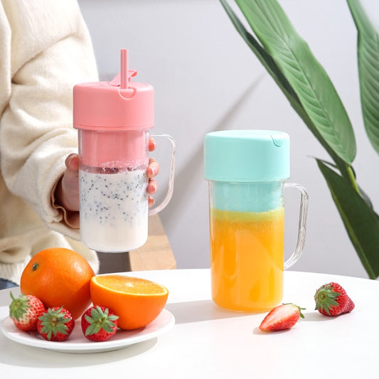 420ml 6 Blades Straw Juice Cup USB Charging Portable Fruit Juicer Smoothie Maker(Pink) by buy2fix