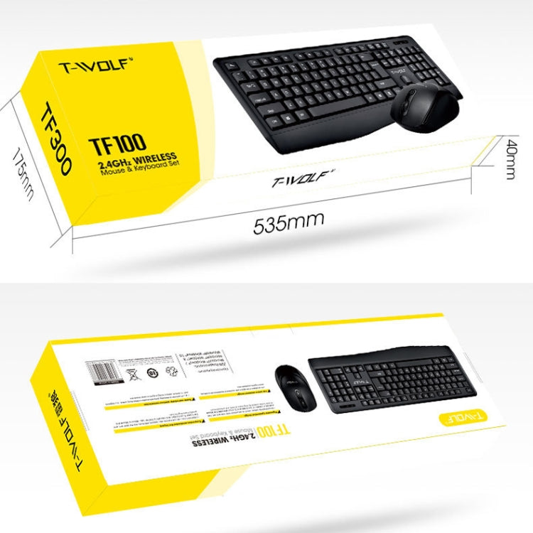 T-WOLF TF-100 2.4G Bluetooth Laptop Office Wireless Keyboard and Mouse Set(Set) by T-WOLF