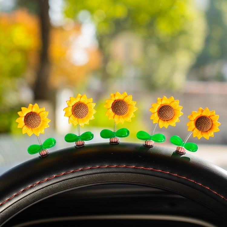 5pcs /Set Cute Sunflower Car Ornament Car Center Console Shaking Flowers Decoration, Style: A Model Transparent Leaves by buy2fix