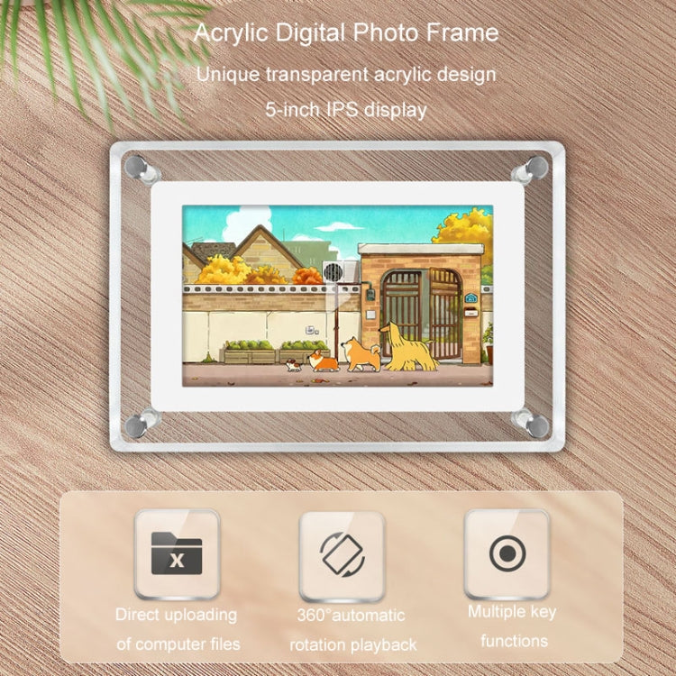 5 Inch HD Digital Photo Frame Crystal Advertising Player 1080P Motion Video Picture Display Player(US Plug) - 1.5-7.0 inch by buy2fix | Online Shopping UK | buy2fix