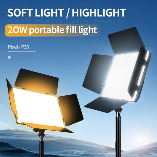 Pixel P30 20W 2500-6500K 2400Lux Dual Color Temperature Photography Fill Light Standard Set by Pixel