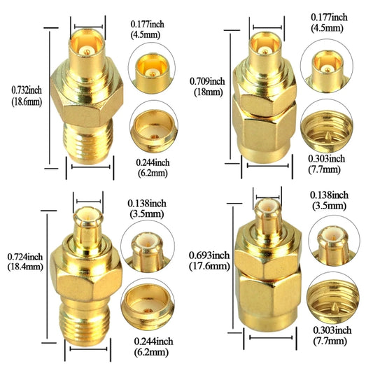 4pcs /Set SMA To MCX Connector Kit RF Coaxial Gold Plated Adapter by buy2fix
