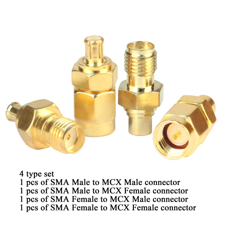 4pcs /Set SMA To MCX Connector Kit RF Coaxial Gold Plated Adapter by buy2fix