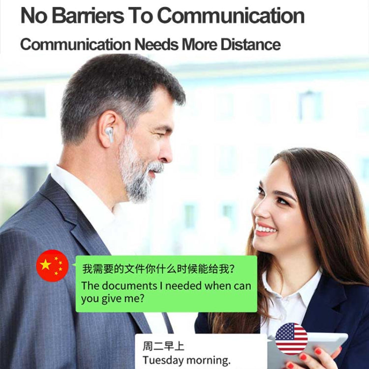 Hishell Y113 Smart Voice Translator Earphone Wireless Earbuds Real Time Instant Online 40 Languages Translate Earphone(White) by Hishell