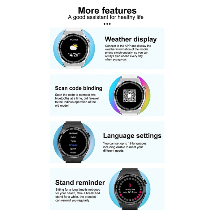 GT3Pro 1.28-Inch Health Monitoring Bluetooth Call Smart Watch With NFC, Color: Black Silicone - Smart Watches by buy2fix | Online Shopping UK | buy2fix