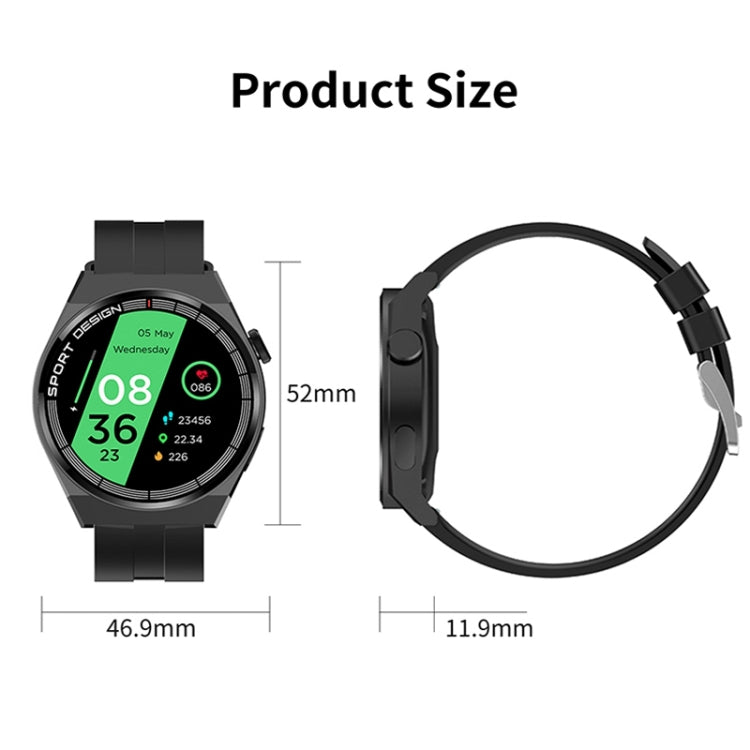 GT3Pro 1.28-Inch Health Monitoring Bluetooth Call Smart Watch With NFC, Color: Black Silicone - Smart Watches by buy2fix | Online Shopping UK | buy2fix