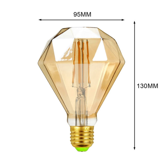 E27 Screw Port LED Vintage Light Shaped Decorative Illumination Bulb, Style: Flat Diamond Gold(110V 4W 2700K) by buy2fix