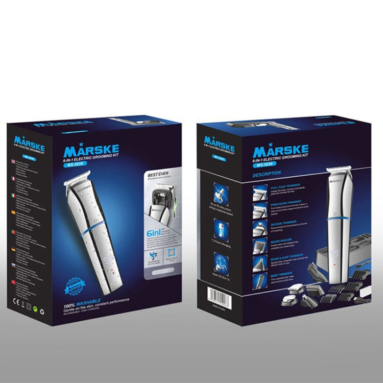 MARSKE 6 In 1 Hair Clipper Grooming Set Rechargeable Razor Carving Nose Hair Trimmer US Plug - Shavers & Accessories by MARSKE | Online Shopping UK | buy2fix