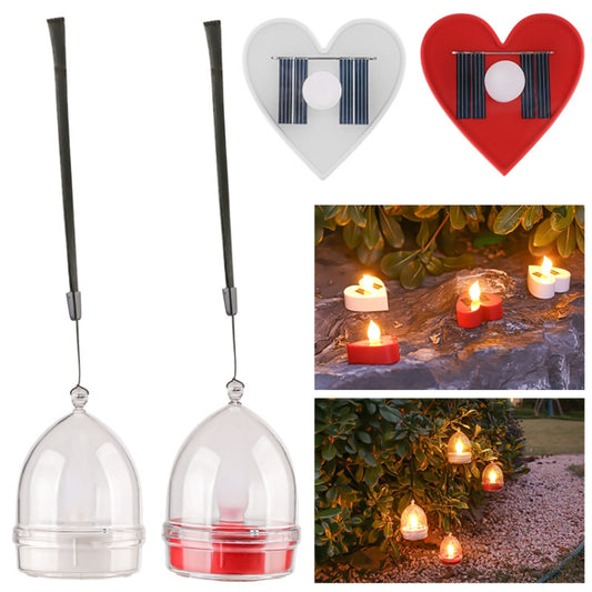 Solar Candle Light Outdoor Courtyard Villa Garden Waterproof Decoration Light, Spec: Heart Mode White Shell by buy2fix