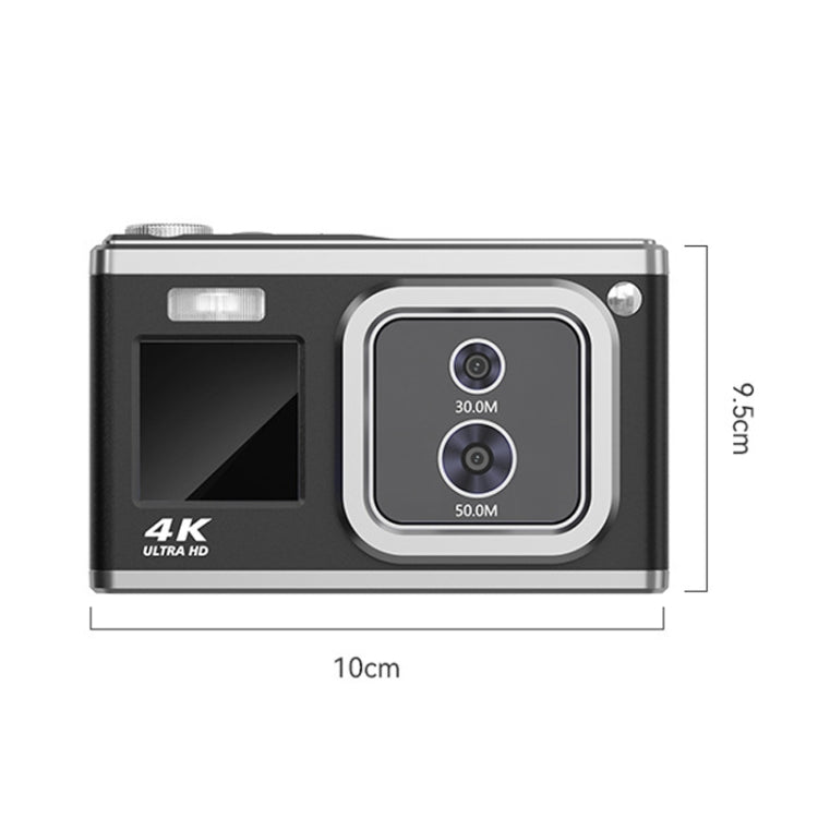 4K HD Optical Dual Lens Digital Camera 50MP Dual Screen Selfie Camera, No Memory(Black) by buy2fix