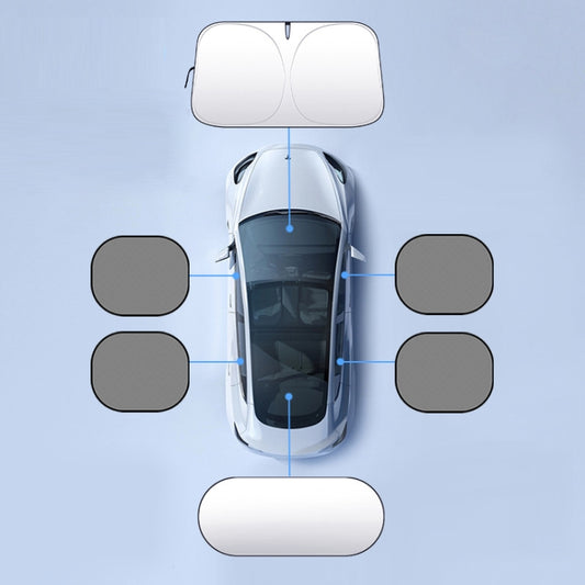 Car Front Windshield Heat Insulation Sun Protection Visor, Specification: Large Front Baffle+4 Side Baffles+1 Rear Baffle by buy2fix