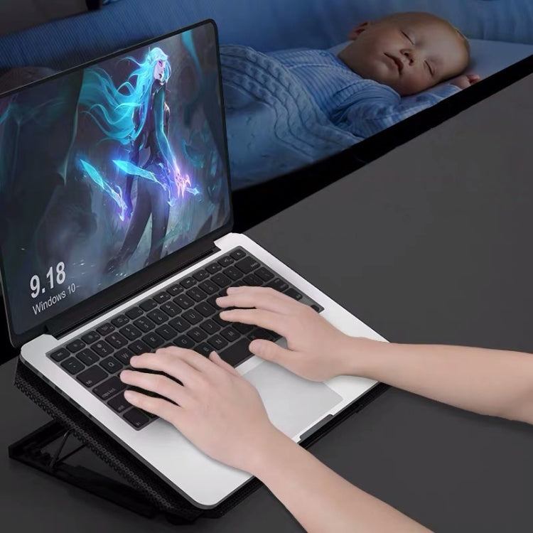 NUOXI S200C Laptop Silent Radiator Multi-level Adjustable Metal Bracket Base(Black) by NUOXI